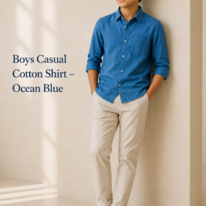 Boys Casual Cotton Shirt – Ocean Blue