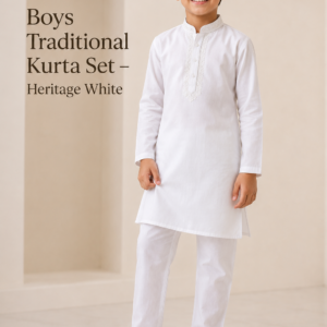 Boys Traditional Kurta Set – Heritage White
