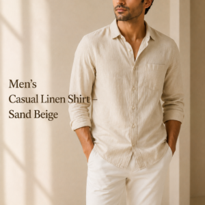 Men’s Casual Linen Shirt – Sand Beige