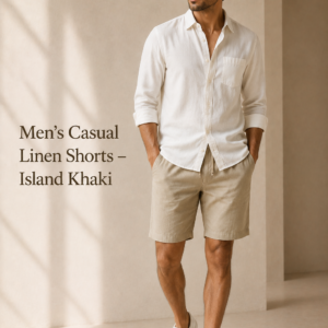 Men’s Casual Linen Shorts – Island Khaki