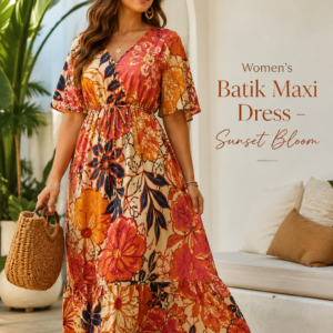 Women’s Batik Maxi Dress – Sunset Bloom