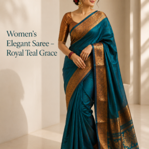 Women’s Elegant Saree – Royal Teal Grace