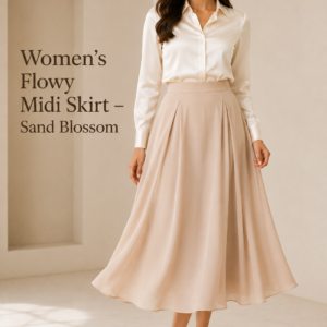 Women’s Flowy Midi Skirt – Sand Blossom