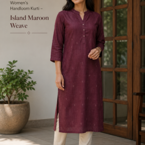 Women’s Handloom Kurti – Island Maroon Weave