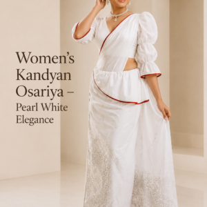 Women’s Kandyan Osariya – Pearl White Elegance
