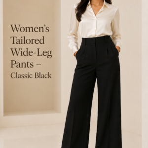 Women’s Tailored Wide-Leg Pants – Classic Black