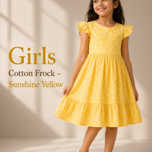 Girls Cotton Frock – Sunshine Yellow