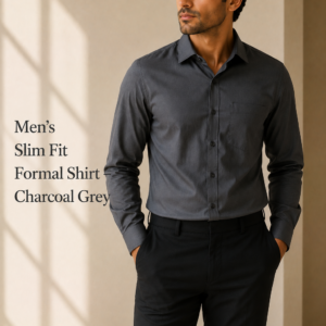 Men's Slim Fit Formal Shirt – Charcoal Grey