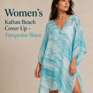 Women's Kaftan Beach Cover-Up – Turquoise Wave